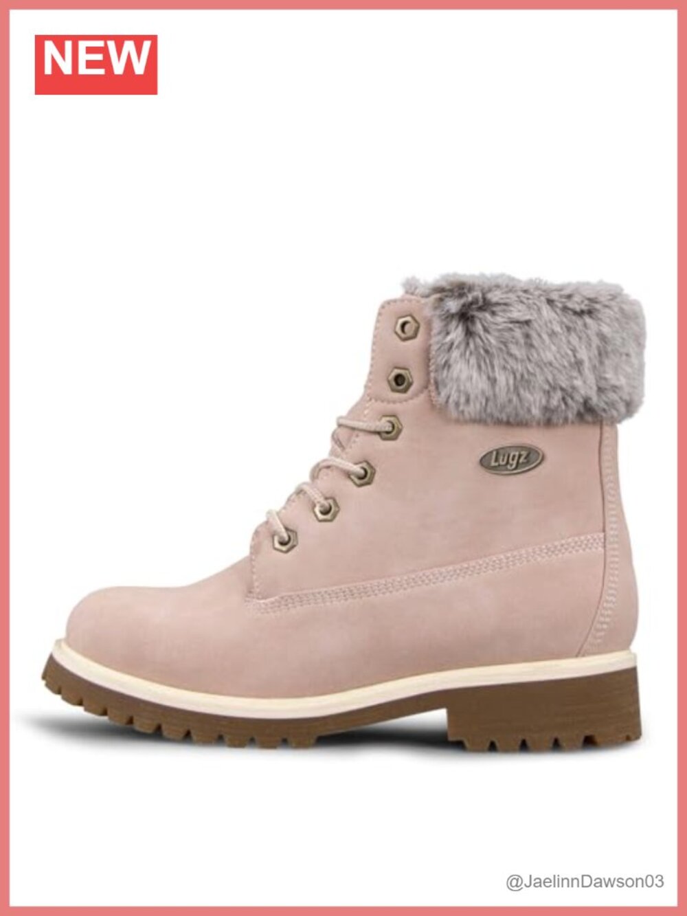 Faux Fur Lace Up Chukka Boots, Man-Made Leather, Block Heel, Mid-Calf